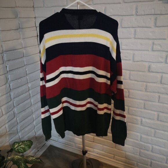 Nautica Men's Size XL Multi Colored Striped Round Neck Loose Fit Sweater - Picture 2 of 8